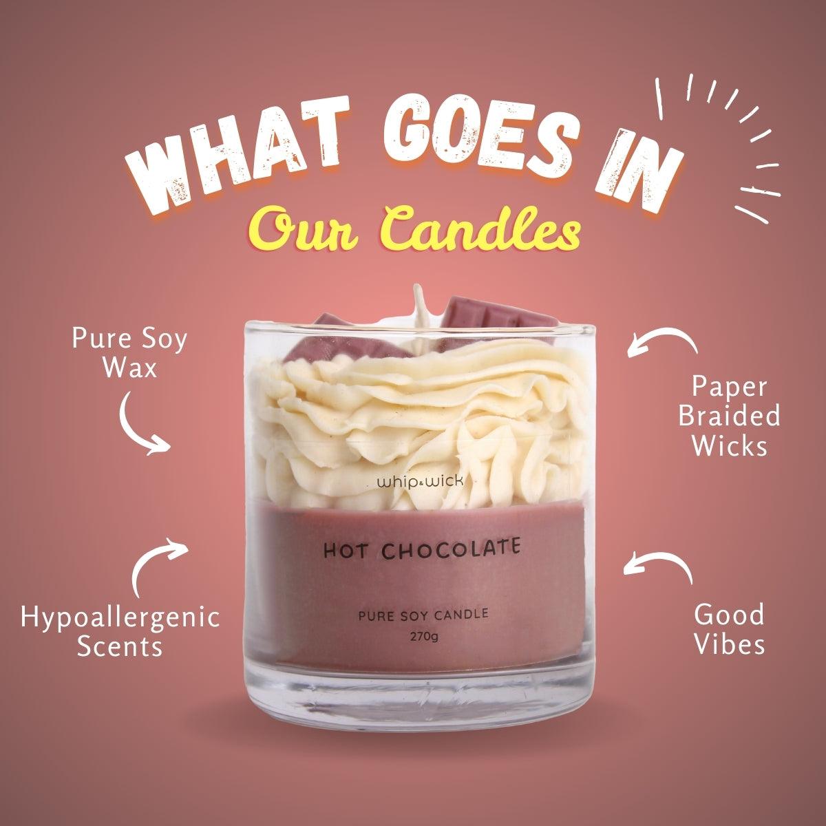 Hot Chocolate Scented Candle with rich cocoa, roasted marshmallows, and vanilla for a warm, indulgent aroma perfect for cozy moments