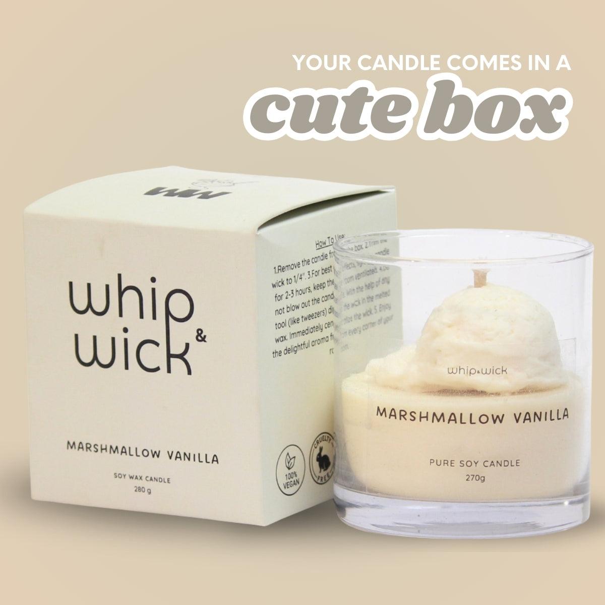 Marshmallow Vanilla Gelato Scented Candle with sweet marshmallows, vanilla ice cream, and whipped cream, bringing cozy, indulgent vibes to your space.