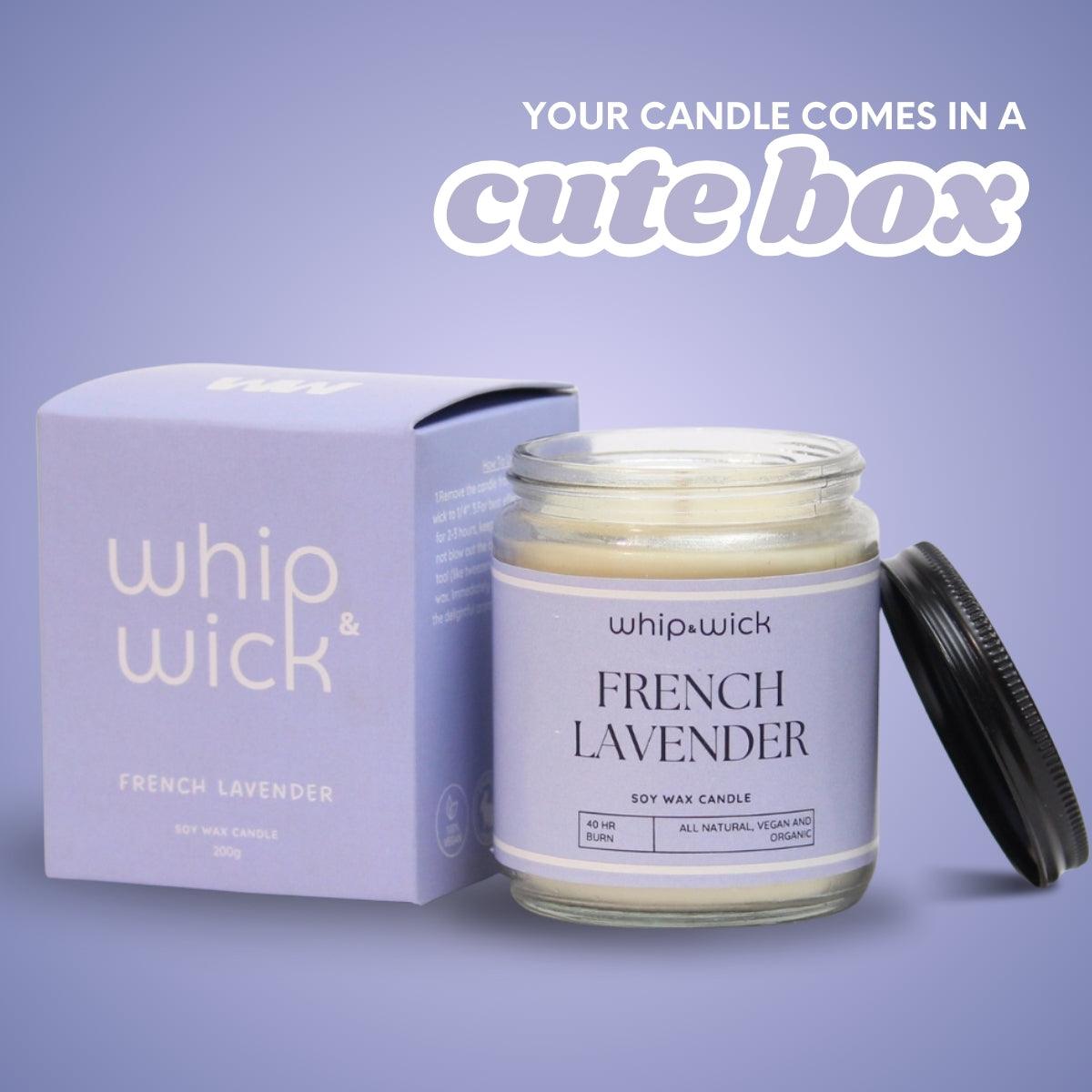 French Lavender Scented Candle with a soothing blend of pure lavender and soft florals to create a peaceful and relaxing atmosphere.
