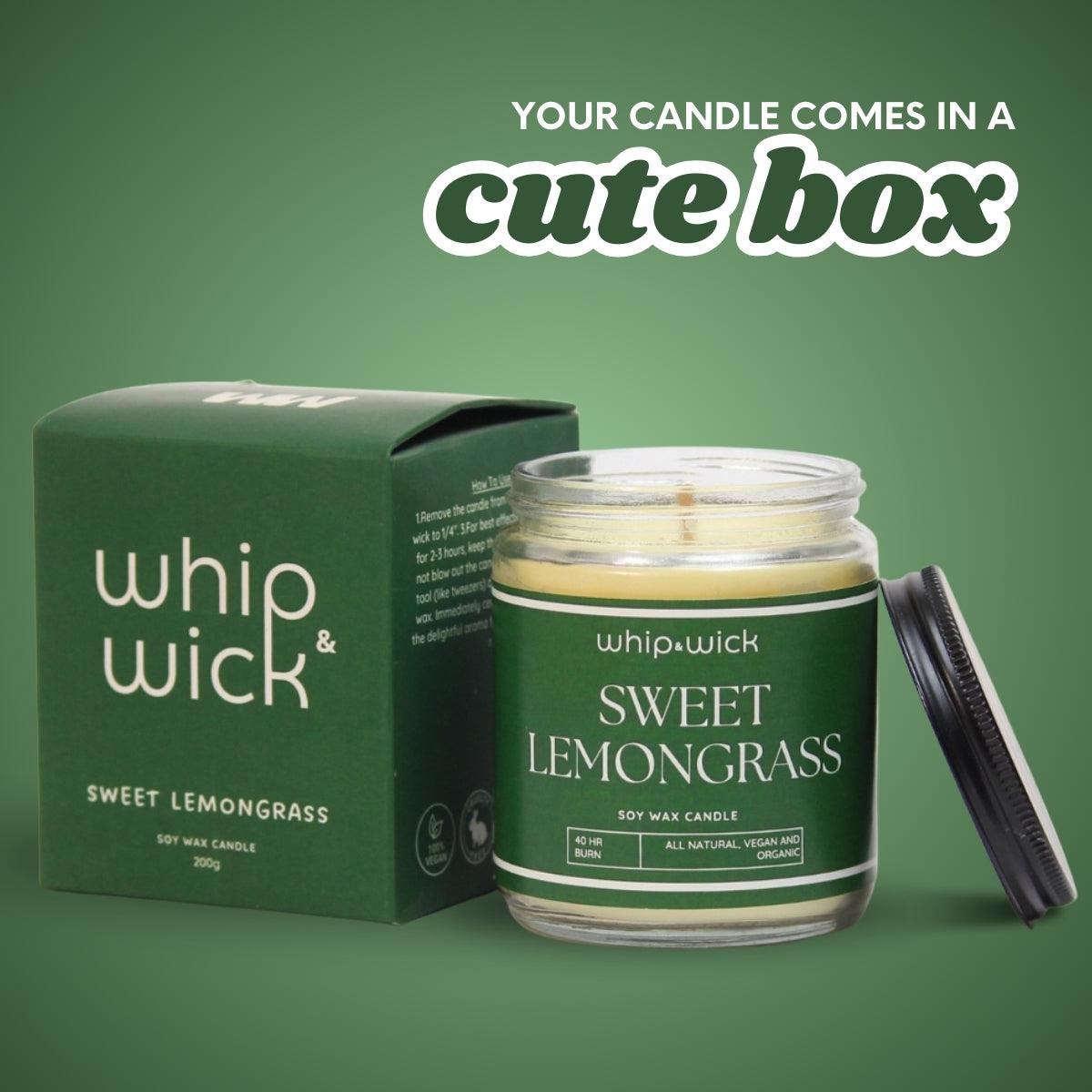 Sweet Lemongrass Scented Candle with lemongrass, lemon zest, bergamot, honey, and ginger for a refreshing, calming fragrance.