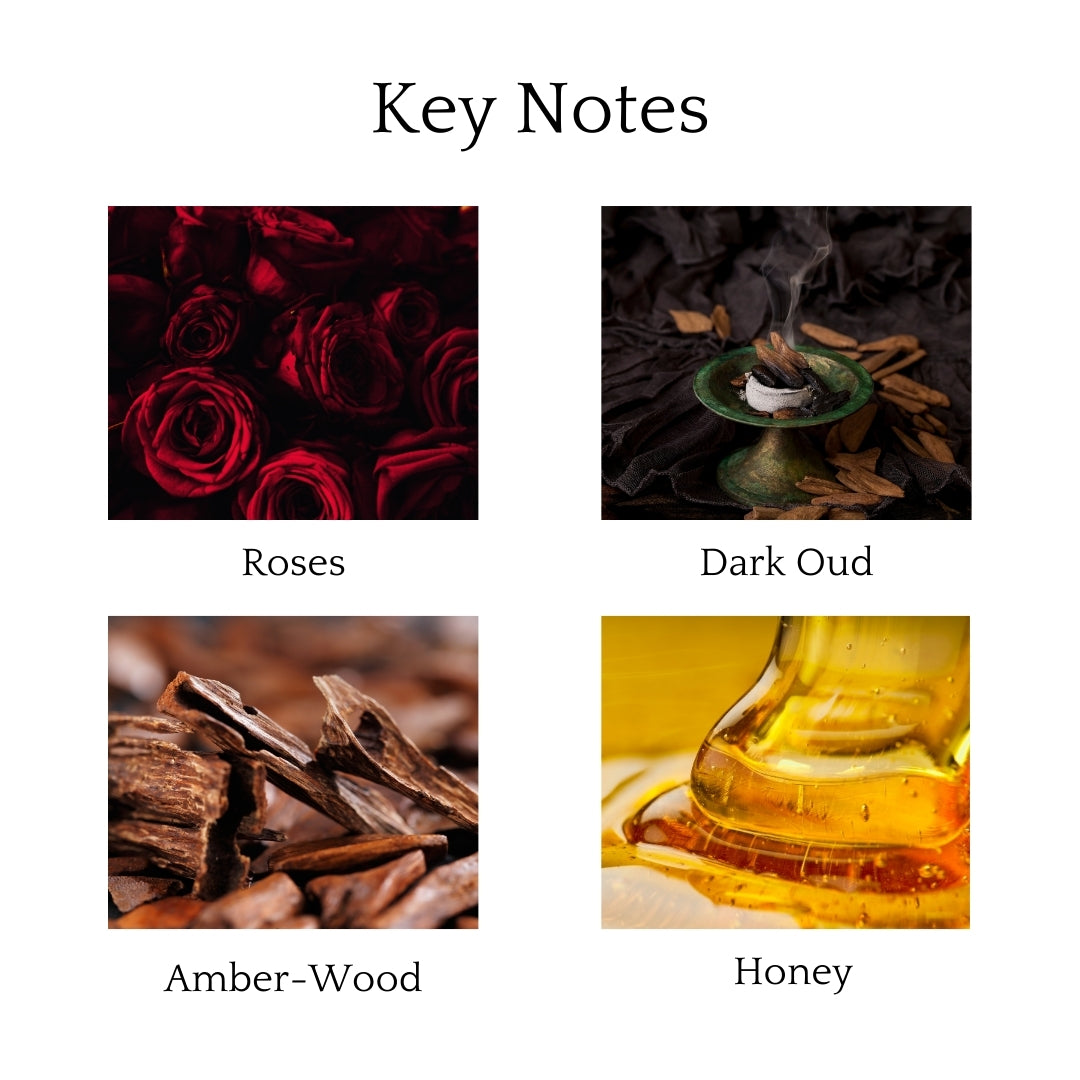 Arabian Knights wax melts  with a rich, luxurious fragrance of roses, amberwood, and dark oud for a warm and exotic atmosphere.
