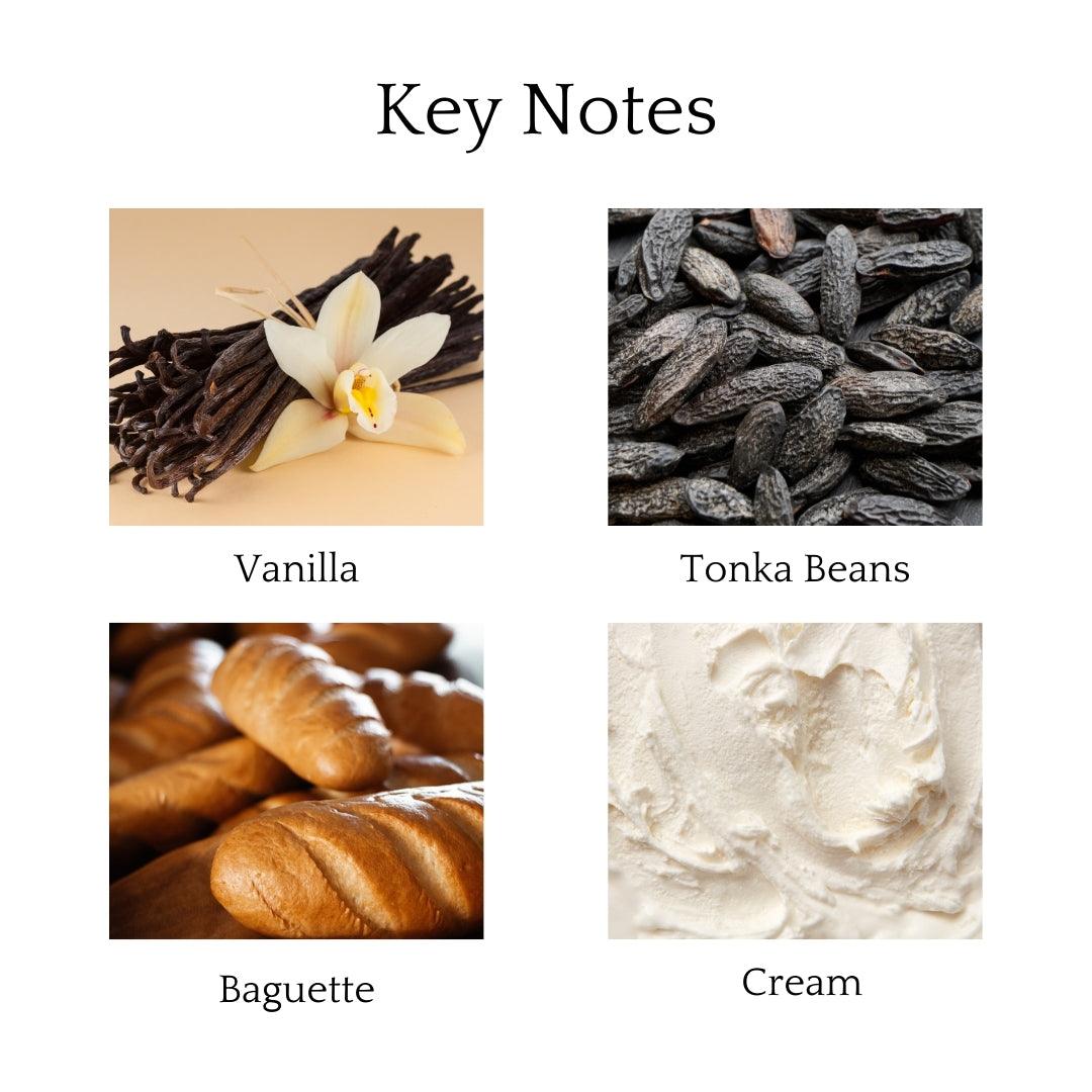 Boulangerie Scented Candle with notes of vanilla, cream, tonka beans, and fresh-baked baguette.