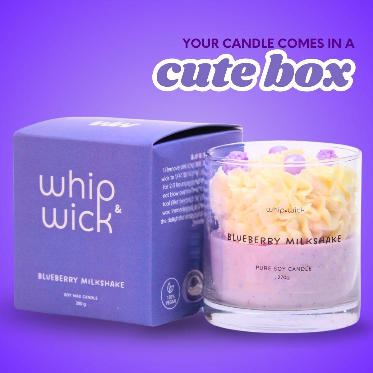 Blueberry Milkshake Scented Candle with a sweet, creamy aroma of fresh blueberries and vanilla, perfect for a cozy, indulgent atmosphere.