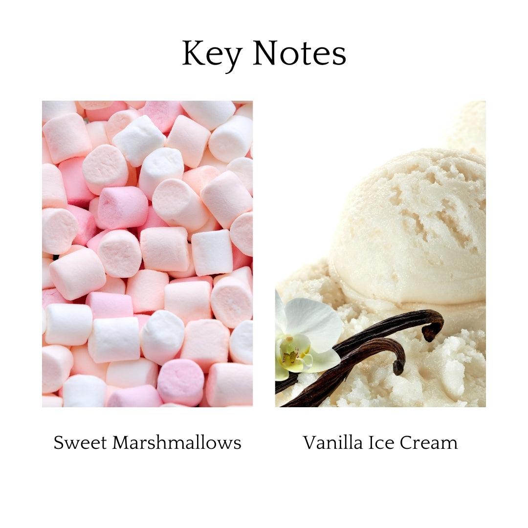 Marshmallow Vanilla Gelato Scented Candle with sweet marshmallows, vanilla ice cream, and whipped cream, bringing cozy, indulgent vibes to your space.