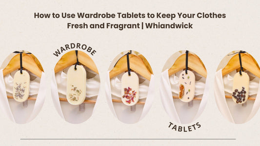 Whipandwick wardrobe tablets hanging in a closet to keep clothes fresh and fragrant naturally