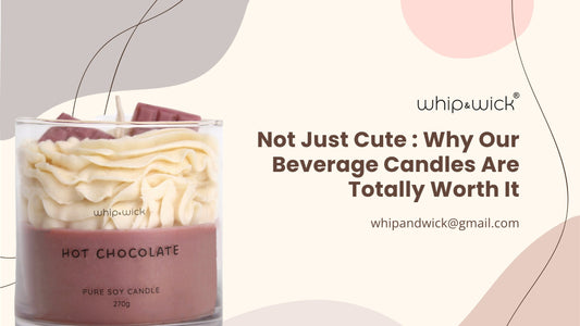 Whipandwick hot chocolate beverage candle made with pure soy wax, styled as a cozy dessert-inspired candle