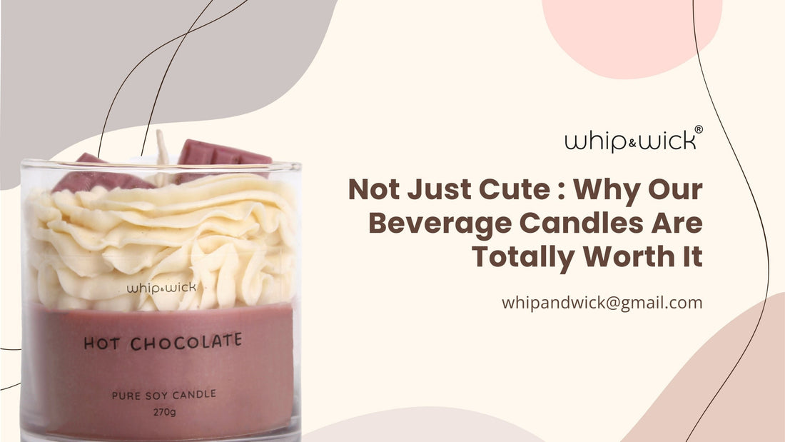 Whipandwick hot chocolate beverage candle made with pure soy wax, styled as a cozy dessert-inspired candle