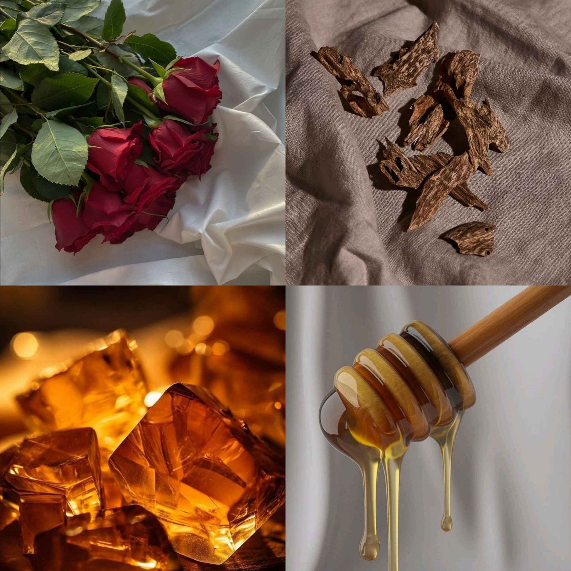 Arabian Knights wax melts  with a rich, luxurious fragrance of roses, Amberwood, and dark oud for a warm and exotic atmosphere.